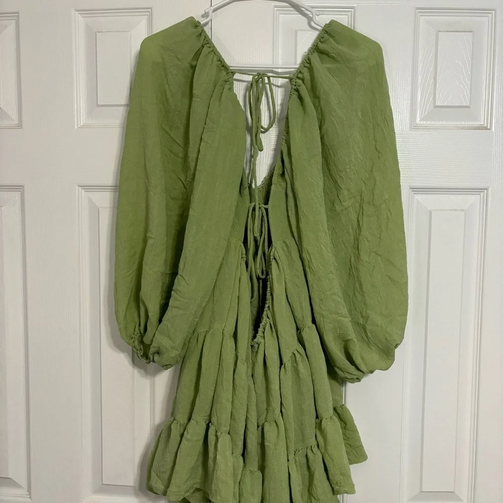 Princess Polly Danny Long Sleeve Mini Dress Green - Picture 3 of 7